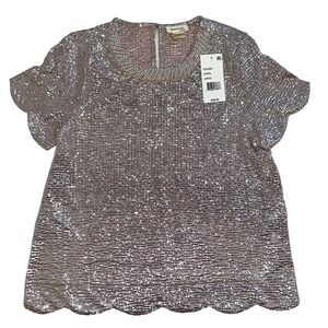 NWT Monteau Champagne Pearl Top Large